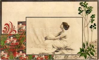 1900 Art Nouveau lady (vágott / cut)