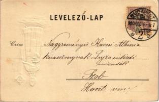 1900 Christmas greeting art postcard with Saint Nicholas. Emb. litho (EK)