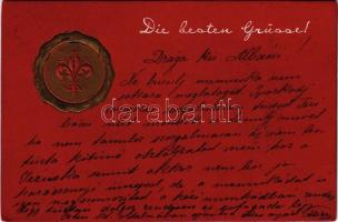 1900 Die besten Grüsse! / Emb. litho greeting card (EK)