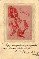 1900 Gruss aus der Ferne. In Seide gewebt / Greeting card with silk. Kunstweberei H.M. Krieger (EK)