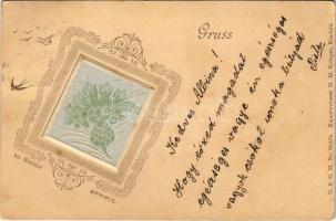 1900 Gruss... In Seide gewebt / Greeting card with silk. Kunstweberei H.M. Krieger (EK)