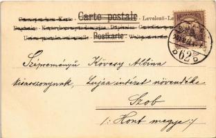 1901 Húsvéti üdvözlet / Easter greeting art postcard with dwarf, egg and chicken. litho (EK)