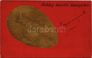 1901 Boldog húsvéti ünnepeket / Easter greeting art postcard with egg (ázott sarok / wet corner)