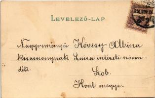 1900 Easter greeting art postcard with rabbits. litho (fl)