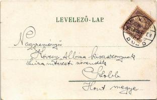 1901 Easter greeting art postcard with rabbit family cooking eggs. litho (EK)