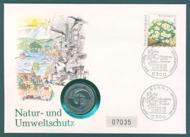 NSZK 1972. 5M "Környezetvédelem" érmés borítékon, elsőnapi bélyegzős NSZK bélyeggel, ismertetővel! T:1