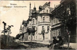 1911 Brassó, Kronstadt, Brasov; Fellegvársor, villa / Schlossbergzeile / street view, villa (r)