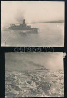 cca 1916 Az S.M.S. Szamos a tengeren 2 db fotó 4x6 cm