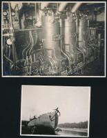 1928 A Csobánc hajóról és a gépházról készült 4 db fotó 9x12 cm és 16x12 cm