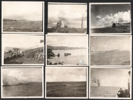 cca 1916 I. világháború, nagyrészt a tengeri fronton készült fotók 13 db fotó távoli hajók, hajó sér...