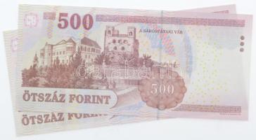 2010. 500Ft (2x) közeli sorszámúak "EA 7864184, 7864193" T:I,I-
Adamo F54H