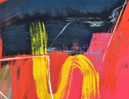 Győrffy Sándor (1951-): Duplakanyar átfestés No. 1., 1999. Szitanyomat, zománcfesték, papír, jelzett...