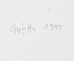 Győrffy Sándor (1951-): Duplakanyar átfestés No. 1., 1999. Szitanyomat, zománcfesték, papír, jelzett...