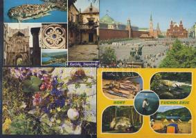 84 db külföldről Magyarországra küldött képeslap + 3 db használatlan