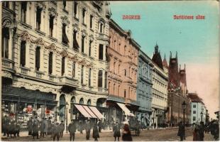 Zagreb, Zágráb; Jurisiceva ulica / street, shops / utca, Jaroslav Klein és Leo Müller üzlete