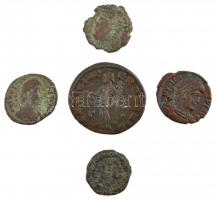 Római Birodalom 5db-os Br érmetétel a III-IV. századból, közte Valens, II. Constantinus, II. Maximia...