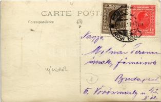 1932 Újvidék, Novi Sad; Városház, Szentháromság szobor, villamos, Ford Lincoln Fordson reklám / town...