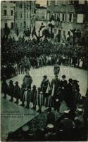 1917 Cervignano, Dono della bandiera e giuramento di Giovani Esploratori / oath of the young Italian scouts + M. kir. debreczeni népfölkelő gyalog ezred