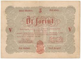 1848. 5Ft Kossuth bankó vörösesbarna HJe 576722 T:III kis ly. Adamo G109