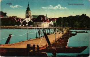 1916 Ptuj, Pettau; Pionier-Brückenschlag / WWI Austro-Hungarian K.u.K. military, pontoon bridge, soldiers (EK)