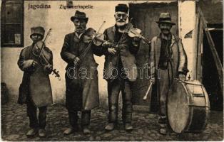 1916 Jagodina, Zigeunerkapelle / cigányzenekar / Gypsy musicians, folklore + K.u.K. mobiles Materialdepot