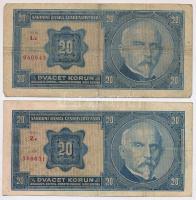 Csehszlovákia 1926. 20K (4x) T:III,III- Czechoslovakia 1926. 20 Korun (4x) C:F,VG Krause P#21