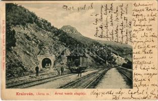 1901 Kralován, Kralovany; Árvai vasút alagútja, hajtány, vonat. Sochán P. 111. / railway tunnel, handcar, train (ragasztónyom / glue marks)