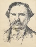 Miklóssy Gábor (1912-1998): Móricz Zsigmond portréja. Tus, papír, jelzés nélkül. Reprodukálva: Sümegi György: Miklóssy Gábor. Kolozsvár, 2009. Kriterion, 32. o. Üvegezett fakeretben. 26,5x19 cm. A tételhez tartozik a szerző, Sümegi György által aláírt könyv egy példánya.