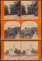 cca 1880 Pozsony (Felvidék), Kálvária-hegy környéke, 3 db hátul feliratozott keményhátú fotó, szép állapotban, 8,5×17,5 cm