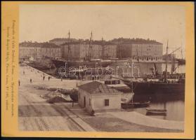 cca 1890 Fiume, kikötő, keményhátú fotó, feliratozva, 11×15,5 cm / Rijeka, port