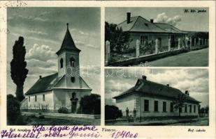1940 Tinnye, Református templom és iskola, M. kir. posta