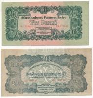 1944. 1P "OA 031236" sorszámmal + 1P + 2P nyomdai festékfolttal + 5P + 10P + 20P + 50P + 1...