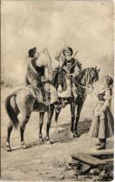 1902 Betyárok lovon / Hungarian folklore (szakadás / tear)