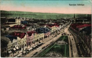 Eperjes, Presov; látkép, üzletek, piac. Stehr kiadása / general view, shops, market (EB)