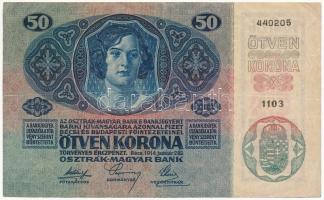 1914. 50K függőleges, piros "DEUTSCHÖSTERREICH" felülbélyegzéssel T:III 
Adamo K24M