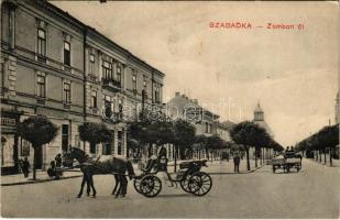 1911 Szabadka, Subotica; Zombori út, üzletek / street view, shops (ragasztónyom / glue mark)