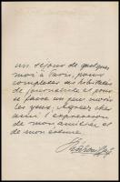 1909 Rákosi Jenő (1842-1929) író, újságíró, színházigazgató, főrendiházi tag francia nyelvű, kézzel ...