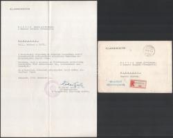 1958 Kállai Gyula (1910-1996) politikus , miniszterelnök, mint államminiszter saját kézzel aláírt, gépelt levele Marton Endre rendezőnek, melyben felkéri a Kossuth-díj bizottságbeli munkára, hajtva, de szép állapotban, eredeti borítékjában