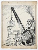 Jeney Jenő (1874-1942): Politikai karikatúra 19. század vége tus papír 23 x29 cm