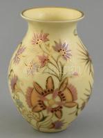 Zsolnay virágmintás, váza. Kézzel festett, jelzett, hibátlan. m: 13 cm