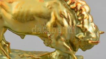 Zsolnay eozin mázas bika, jelzett, hibátlan, m: 16 cm h:26 cm