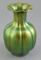 Zsolnay eozin mázas fodros váza. Jelzett, hibátlan 16 cm