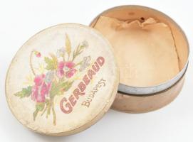 cca 1900 Gerbeaud Budapest kör alakú litho bonbonos doboz, jó állapotban, d: 8,5 cm