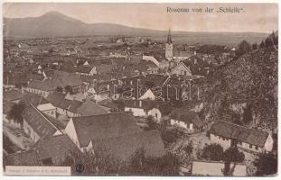 1916 Barcarozsnyó, Rozsnyó, Rosenau, Rasnov; Rosenau von der Schleife / látkép. Fotogr. J. Schuller & S. / general view (ázott / wet damage)