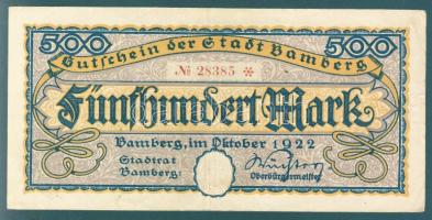 Német Birodalom/Weimari Köztársaság/Bamberg 1922. 500M T:II-