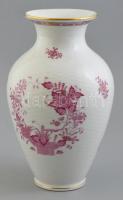 Herendi purpur indiai kosaras mintás váza, kézzel festett, jelzett, hibátlan, m: 24 cm