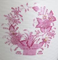 Herendi purpur indiai kosaras mintás váza, kézzel festett, jelzett, hibátlan, m: 24 cm