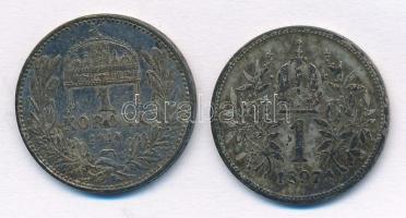 1914KB 1K Ag "Ferenc József" + Ausztria 1897. 1K Ag "Ferenc József" T:2,3