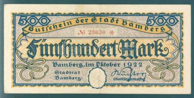 Német Birodalom/Weimari Köztársaság/Bamberg 1922. 500M T:II-