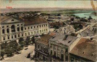 1913 Lugos, Lugoj; látkép, Deutsch Izidor és Fia üzlete. Sziklai Lajos kiadása / general view, shops (fl)